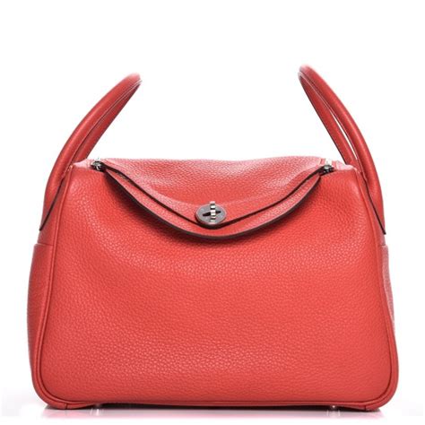 HERMES Taurillon Clemence Lindy 30 Rouge Pivoine